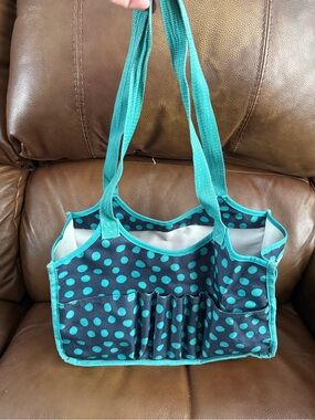 Thirty-One Teal Polka Dot Organizer Shoulder Tote Bag